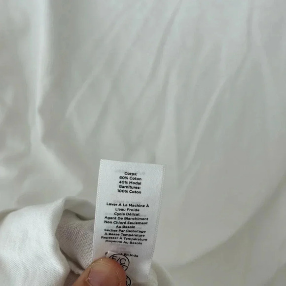 Talbots white top with lace sleeves cotton modal - Picture 8 of 8